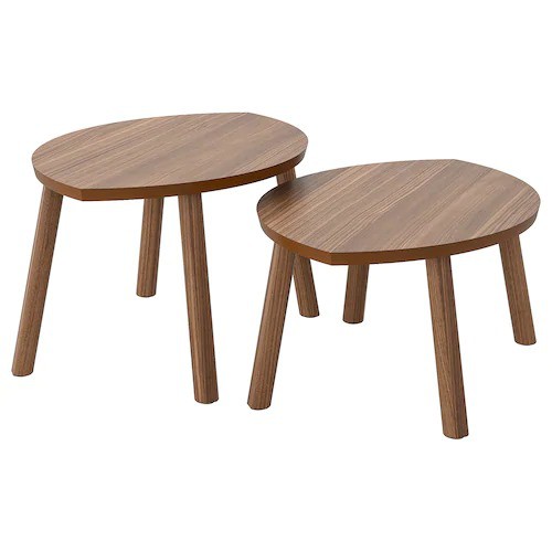 Stockholm Durable Nest Of Leaf Shaped Tables Coffee Table Side Table Set Of 2 Walnut Veneer 72x47x36xcm Shopee Malaysia