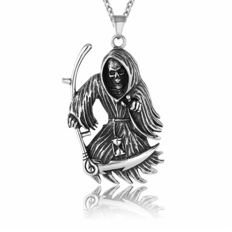 Death Scythe Necklace Pendant Man Halloween Costume Punk Necklace