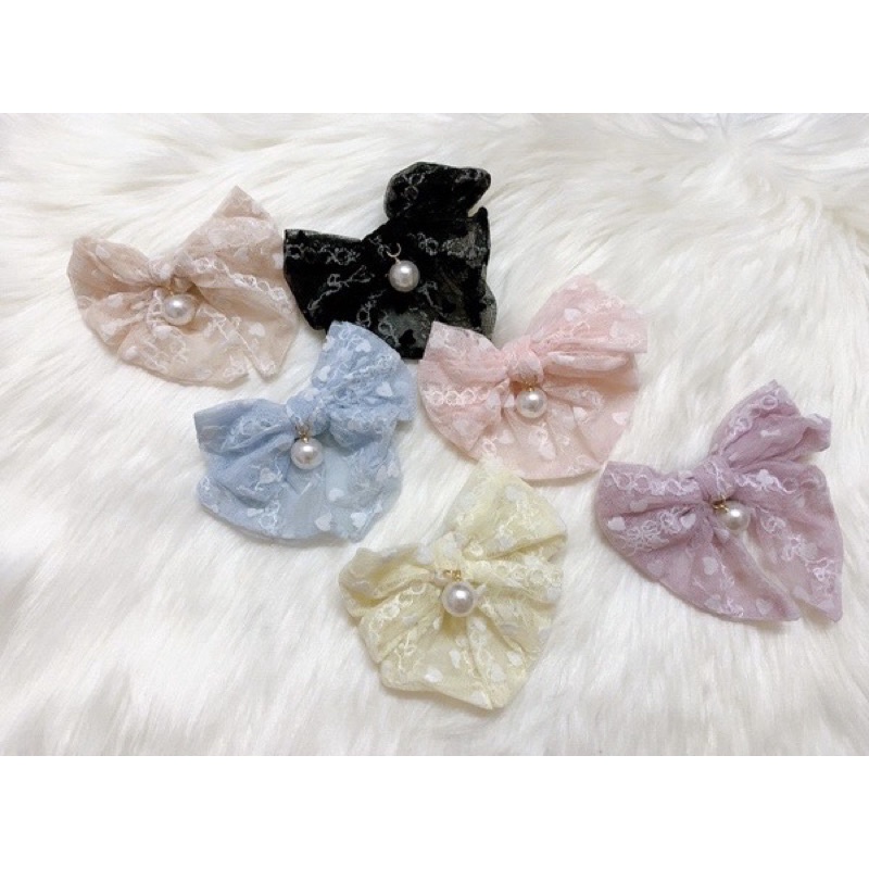 Korean Style Lace Ribbon Hairpins 韩系蕾丝蝴蝶结发夹