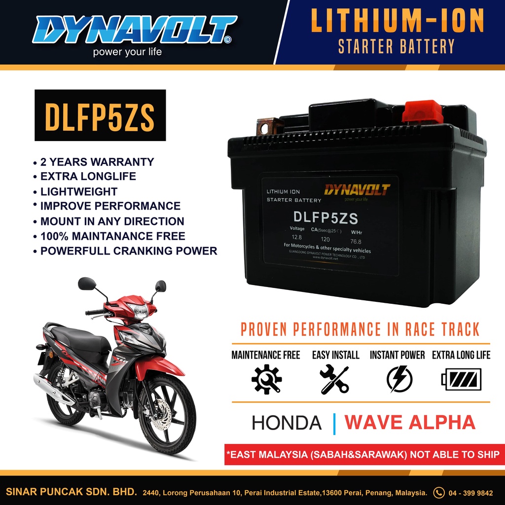 Honda Wave Alpha Dynavolt Battery DTZ5S-C 12V 4Ah | Shopee Malaysia