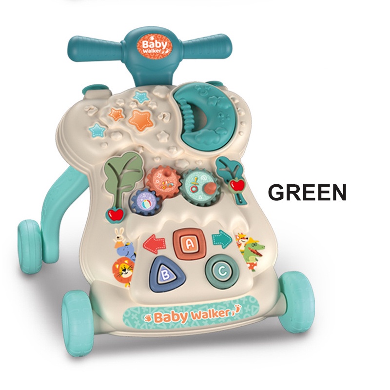 GDeal Three In One Baby Push Walker Scooter Anti Rollover Newborn Early Learning Game Board 