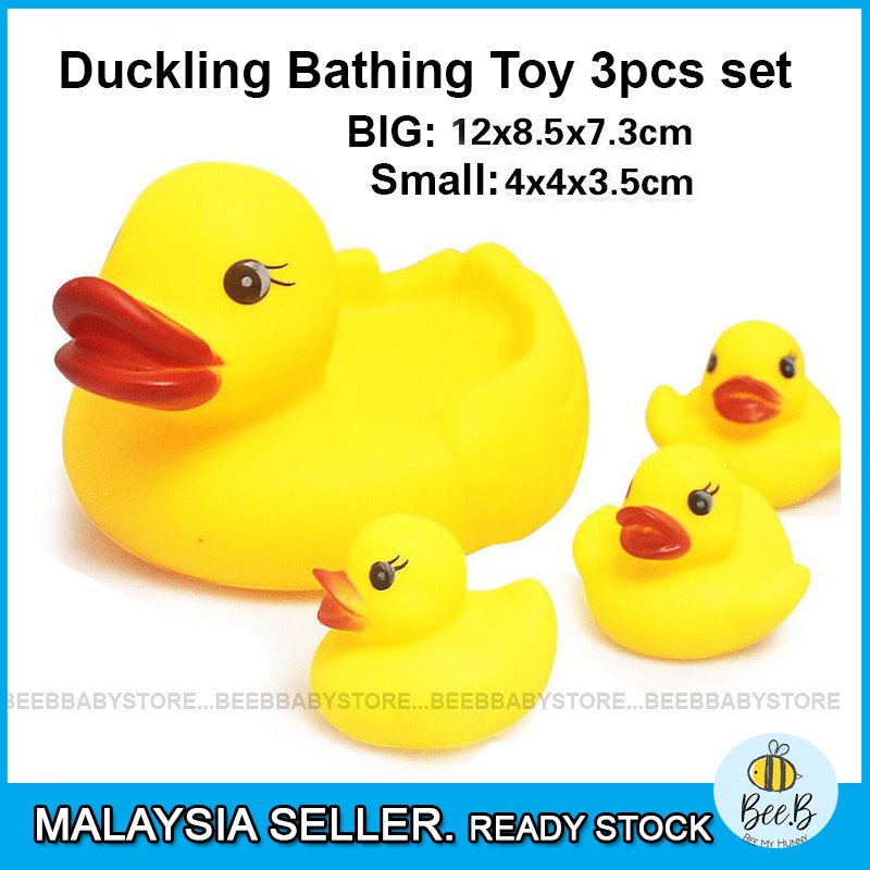 4pcs Cute Ducks Baby Bath Toy Mother Duck With Duckling Bath Tub Water Floating Rubber Squeaky Ducks Squeeze Shopee Malaysia