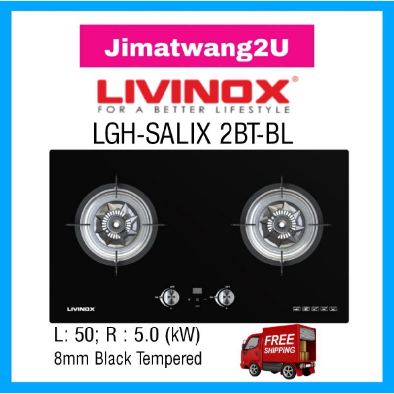 NEW MODEL LIVINOX GAS HOB LGH SALIX 2BL WITH TIMER SETTING