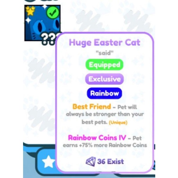 Rainbow Huge Easter Cat x pet simulator Shopee Malaysia