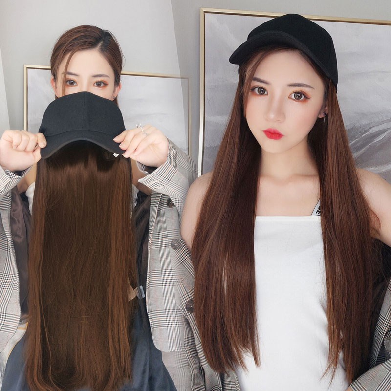 Wig Hair Female Long Hair Net Red Hat Wig One Female Summer Long