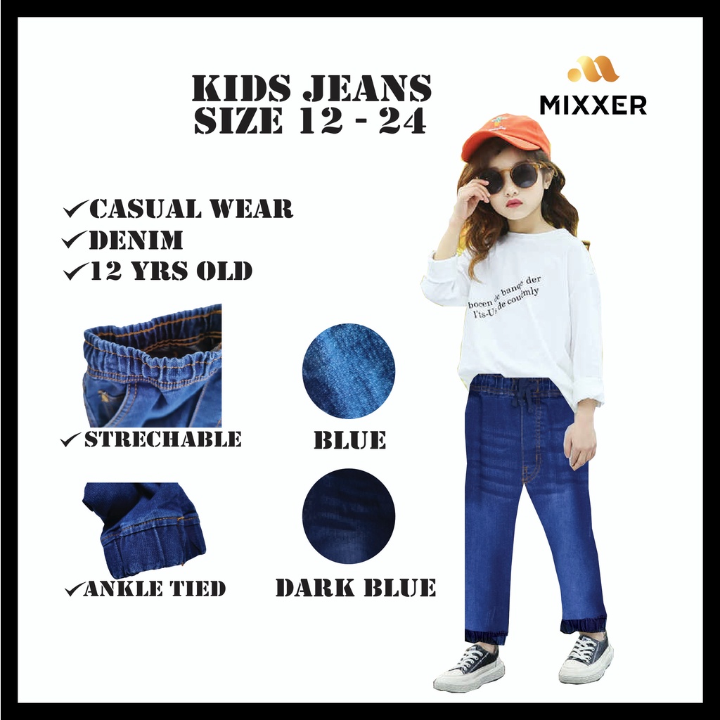 SELUAR PANJANG ANKLE TIED JEAN / SELUAR JONKER JEAN BUDAK (Size:14-24) / KID JONKER PANT/JEAN #JONKER