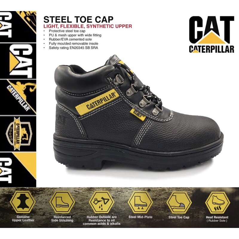 Caterpillar Workshop Top Quality Safety Boot / Kasut Safety Shoes CAT US Teknologi Berkualiti