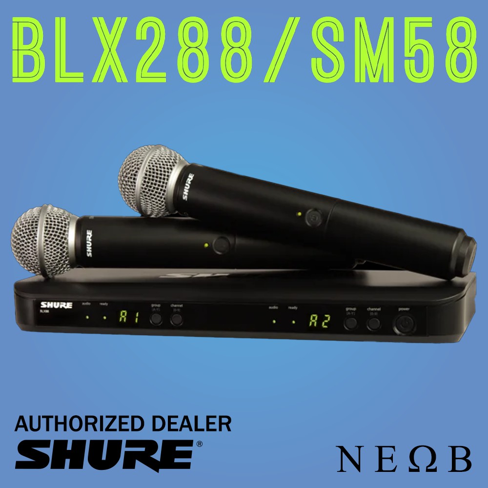 SHURE BLX288/SM58 Wireless Dual Vocal System With Two SM58 SET WITH TWO ...