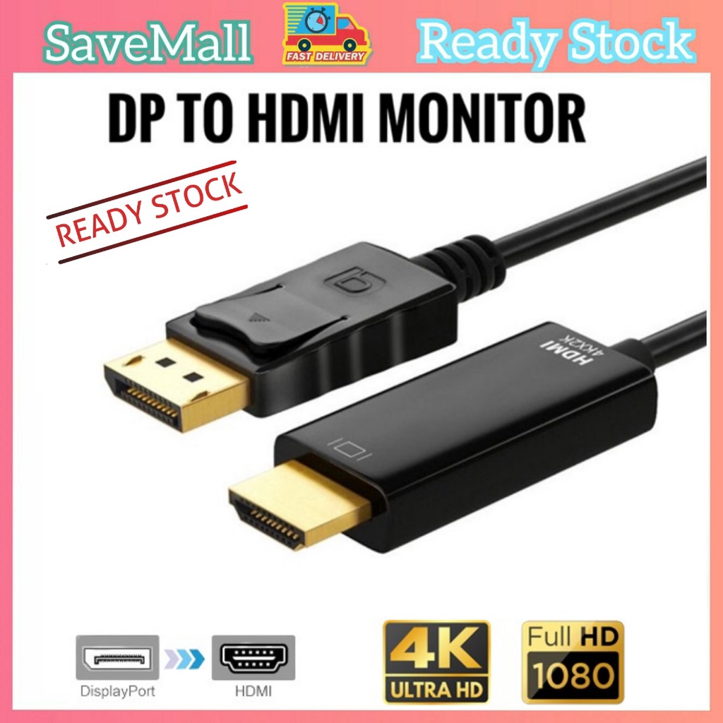 DisplayPort DP to HDMI 4K/1080P monitor Cable Converter Adapter 1.8 Meter support laptop desktop
