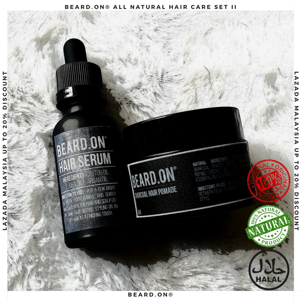 Beard On Charcoal Hair Pomade Hair Serum Ultimate Hair Care Set