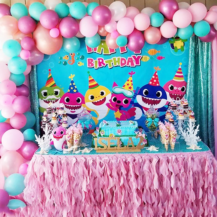 For Free Add Name Baby Shark Happy Birthday Party Decor Photo Background Poster Shopee Malaysia