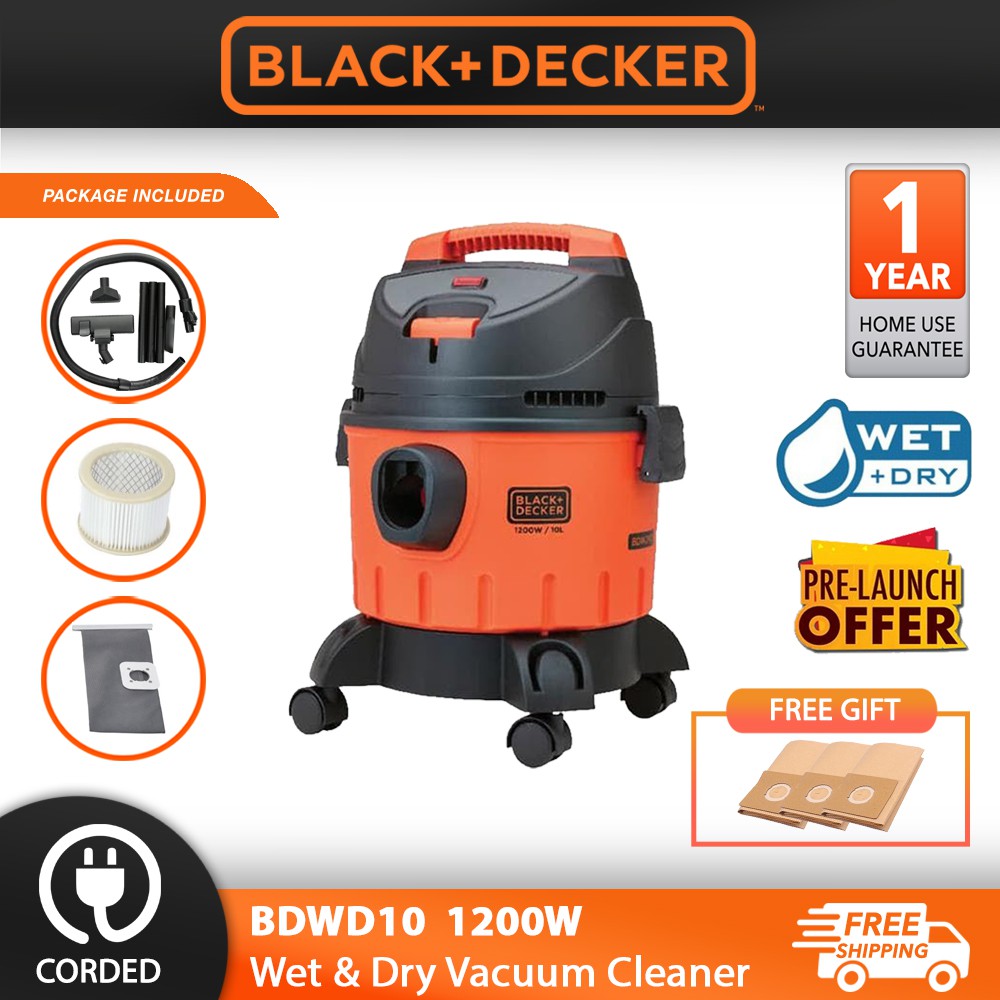 BLACK & DECKER BDWD10 1200W 10L WET & DRY Vacuum Cleaner Shopee Malaysia
