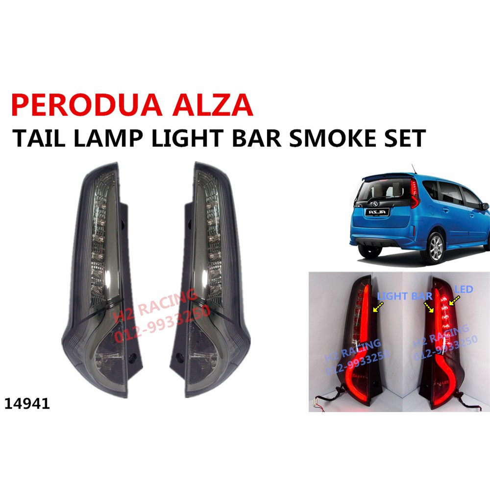 PERODUA ALZA TAIL LAMP LED LIGHT BAR SMOKE SET  Shopee 