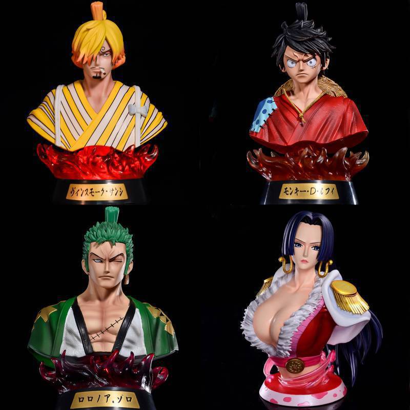 One Piece Zoro Luffy Sanji Boa Hancock Luminous Kimono Wano Kuni Bust Figure Figure海贼王索隆路飞山治女帝发光和服和之国半身像雕像手办