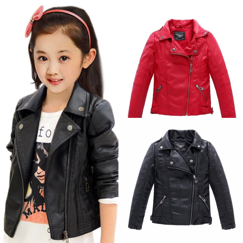 Girl Boys Faux Leather Jacket Kids Coats Spring Autumn Children Fashion Jackets Shopee Malaysia - leather jacket girls roblox