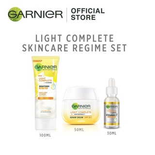Garnier Light Complete Skincare Set - Whip Foam (100ml) + Serum + Day Cream Brightening/Whitening (50ml)