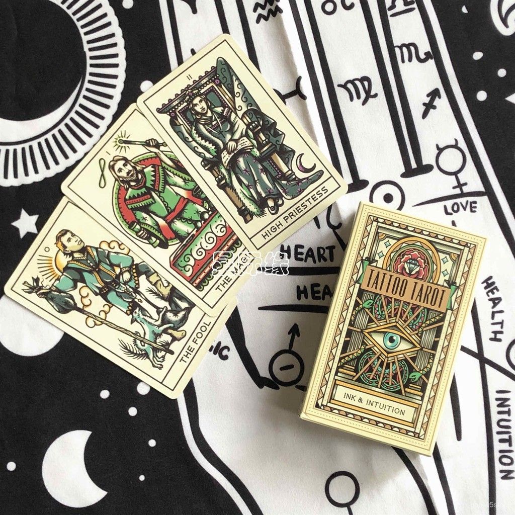 Tarot包邮tattoo Tarot 纹身塔罗牌水墨与直觉马赛体系送牌袋