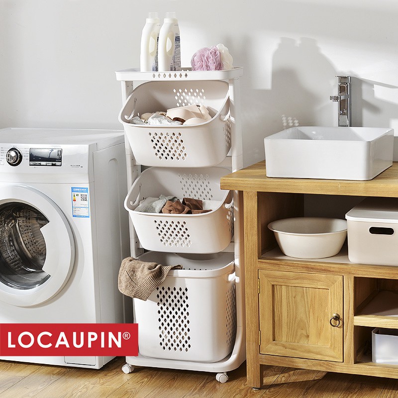 Locaupin 2 3 Tier Laundry Baskets Bathroom Storage Basket Clothes Storage Rack Clothes Organizers Shopee Malaysia