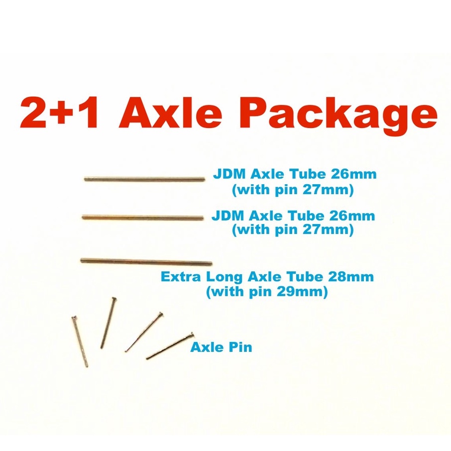 (AP3) 1/64 Hot Wheels rim axles ( 1 set = 3 axle tubes + 4 axles pin) adjustable axle for alloy