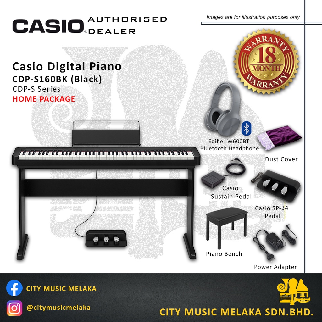Casio 88Key Digital Piano CDPS160BK Home Package (Black) Shopee
