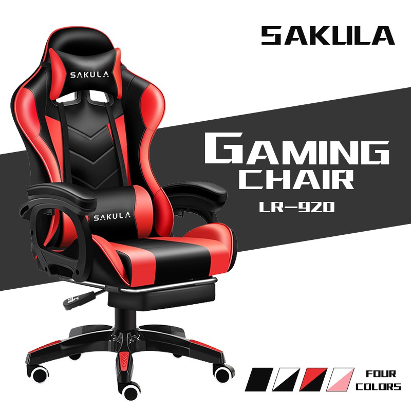 Sakula Gaming Chair Office Chair Adjustable Ergonomic Chair With Footrest White Shopee Malaysia