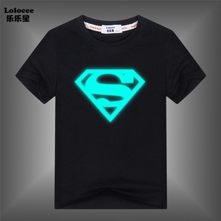Superman T Shirt Spider Man Iron Man Kids Glow In Dark Fluorescent Tops Luminous In Night Shopee Malaysia - iron man roblox t shirt