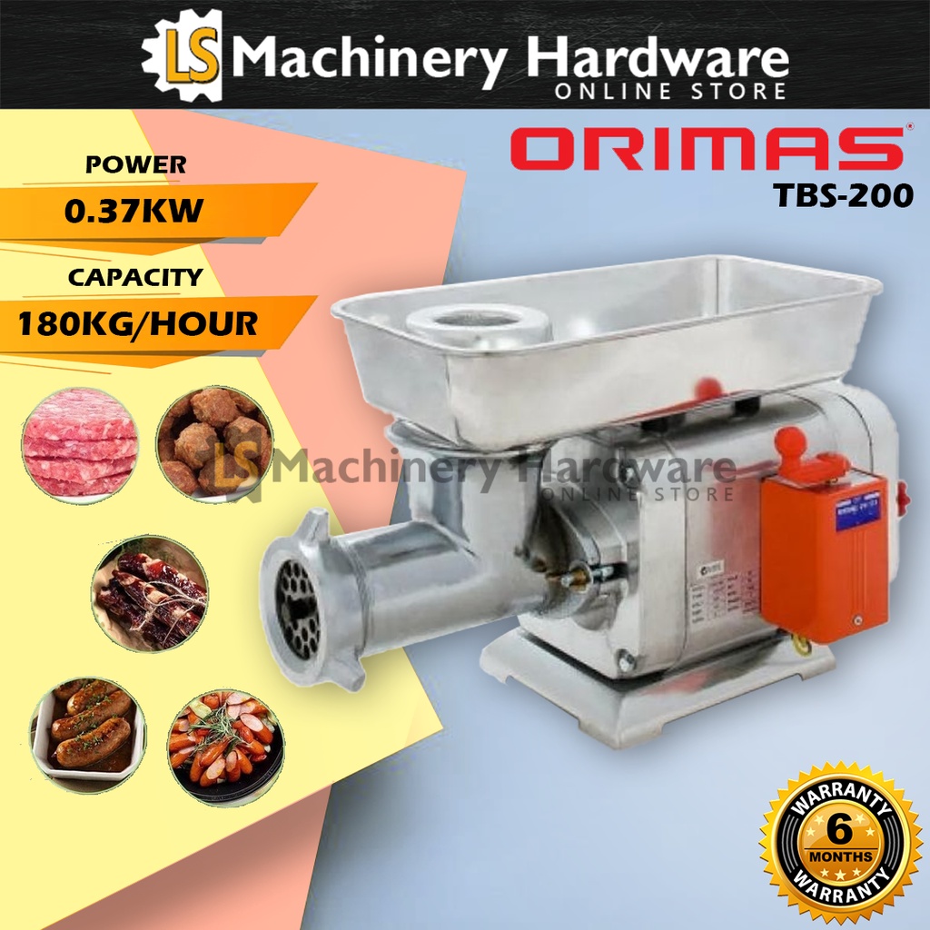 Orimas TBS-200 (1/2HP) 370W Commercial Meat Mincer Machine - Heavy Duty - Made in Taiwan - 6 Months Local warranty -