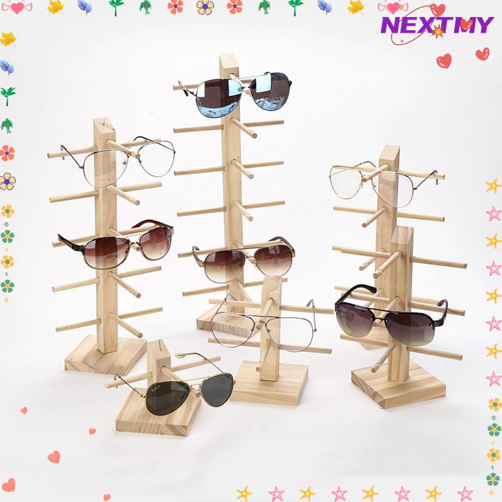 NEXTSHOP Counter Top Eyeglasses Display Stands Home Organizer Sunglasses Storage Rack Glasses Shelf Holder New Wood Space Saving Shelf Multi Layers Exhibition Frame