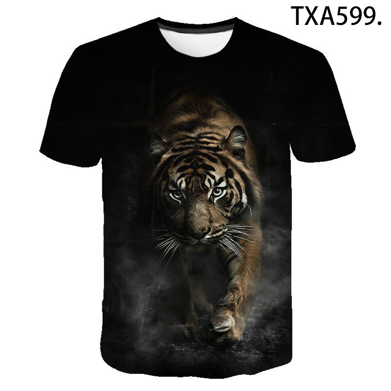 Cool Men Women black T-Shirts Animal Tiger 3D Print T Shirt Summer Short Sleeve Harajuku Casual mens Jersey