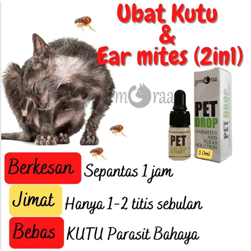 (59 ekor) Ubat Kutu Kucing Pet Drop Cat Earmites Drop Anti Flea