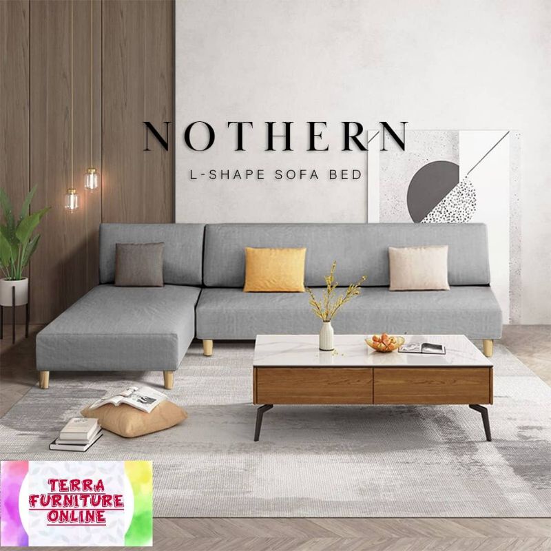 L Shape Sofa Bed / 4 Seater Foldable Canvas Sofa Bed Shopee Malaysia