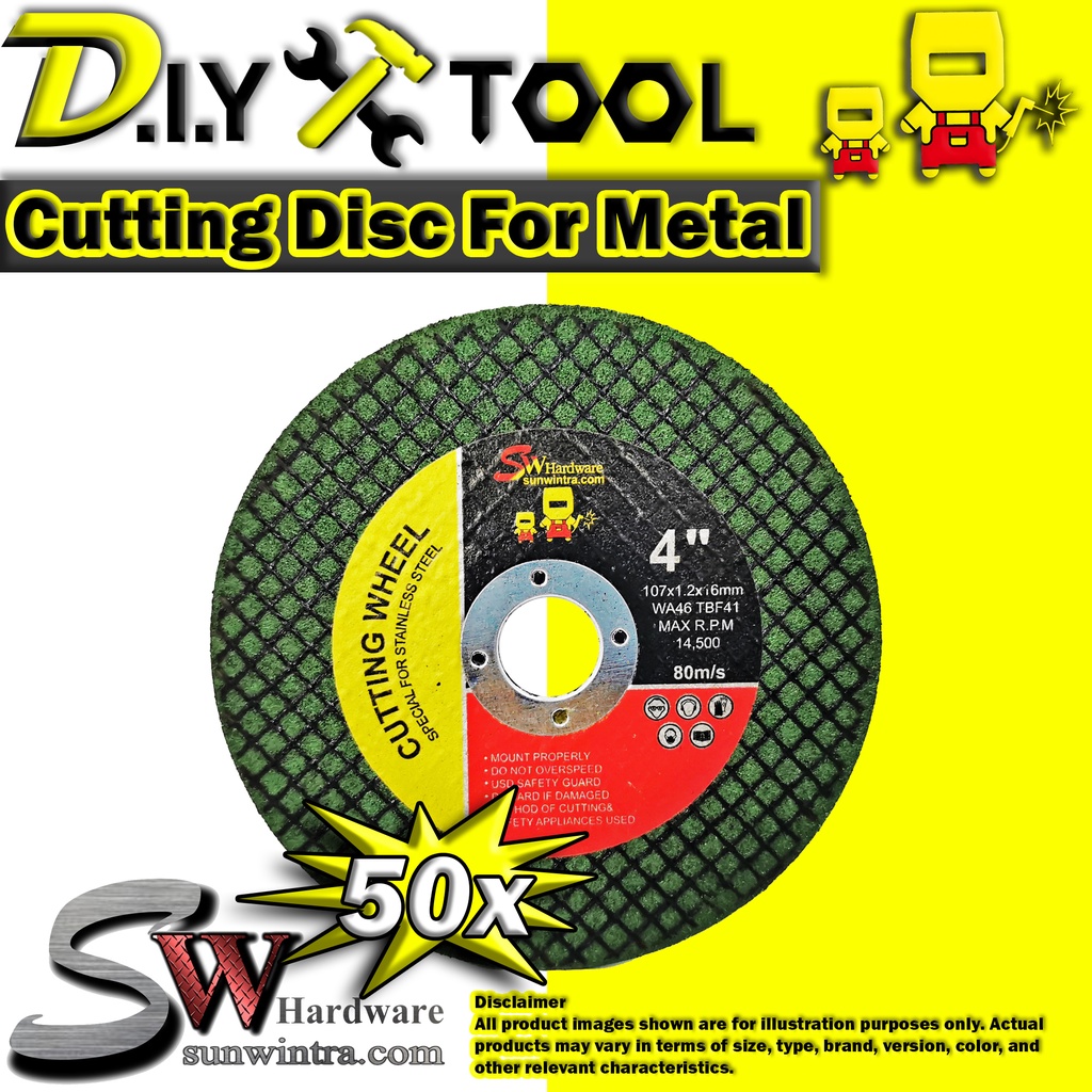 SW Hardware [50Pcs] Professional 4 Inch Grinder Cutting Disc for Stainless Steel 1.2mm Shopee