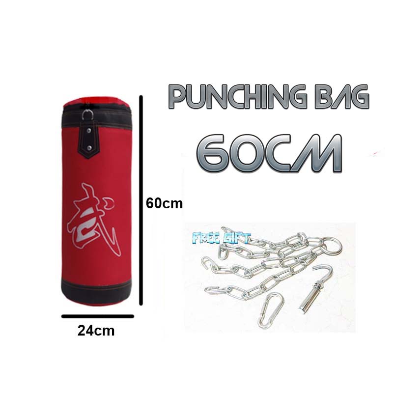 Quality Empty punching bag canvas red black boxing practise 60cm muay