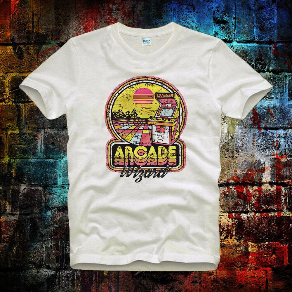 Arcade Wizard 80s Vintage Printing 100 Cotton Short Sleeve Men T Shirt White Shopee Malaysia - roblox wizard t shirt