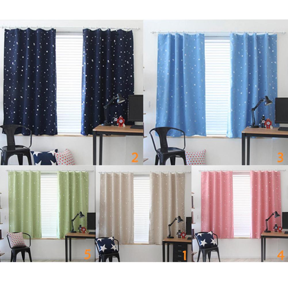 Warm Full Blackout Shading Stars Bedroom Balcony Curtains Hook