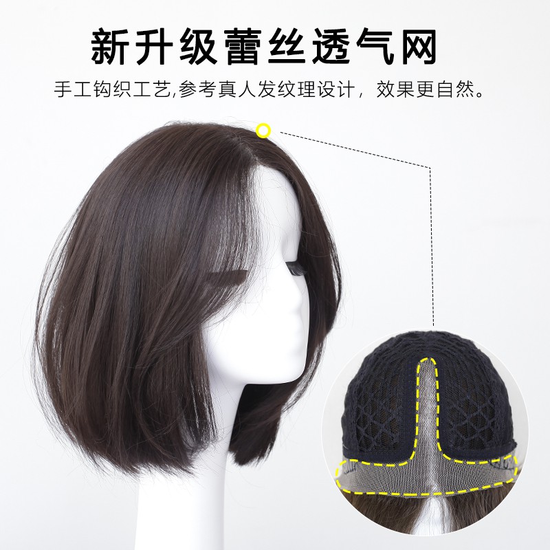 Wig women's short and medium haircut without traces, front lace first love  head inner buckle straight hair set, stylish | Shopee Malaysia