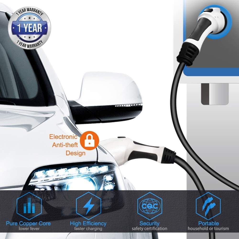 16a 8.5m DUOSIDA Portable EV Charger Type 1 to Type 2 Electric Vehicle Charging Cable 