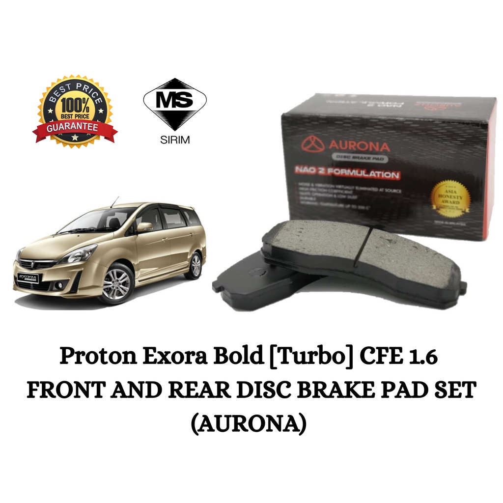 Proton Exora Bold Turbo Cfe Front Rear Disc Brake Pads Aur