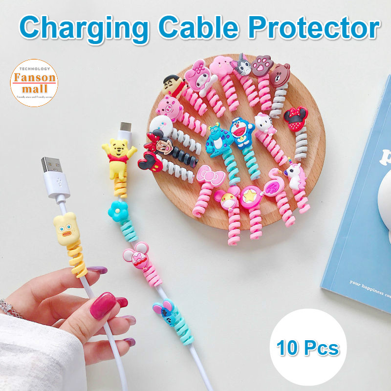 10Pcs Cod Cartoon Cute Charger Cable Protector Mobile Phone Charging