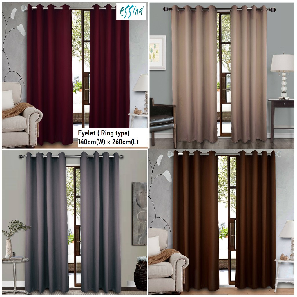 1 Piece Essina Eyelet Plain Colour Curtain 140cm W X 260cm L Colours Ring Type Shopee Malaysia