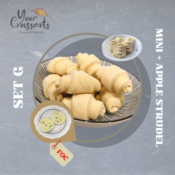 Frozen Butter Croissant Mini + Frozen Apple Strudel + Frozen Pie or Puff (Set G)