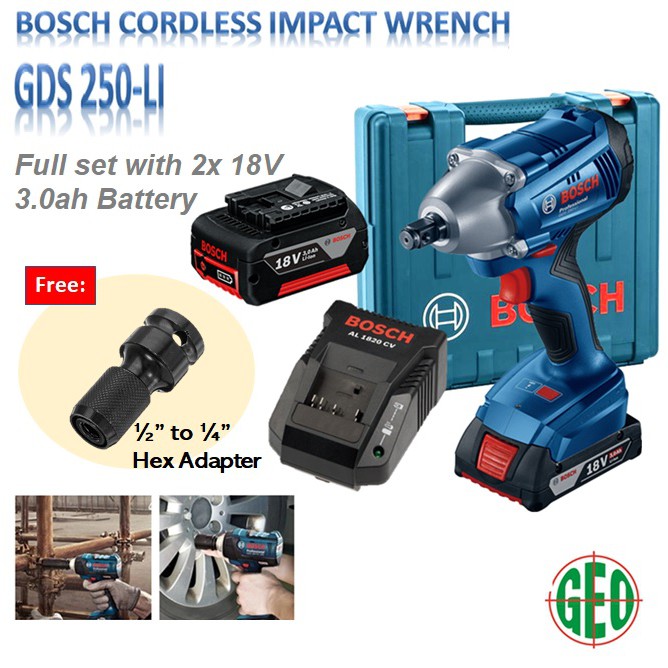 Bosch GDS 250Li 18V Cordless Impact Wrench 250Nm Shopee Malaysia