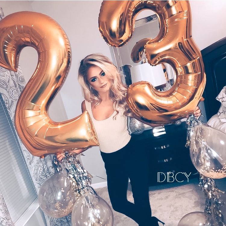 big gold number balloons