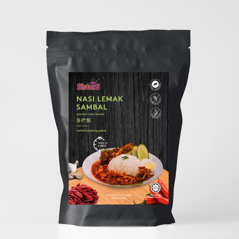 SisterS Instant Ready Nasi Lemak Sambal 400g (100g x 4 sachets) Sambal ...