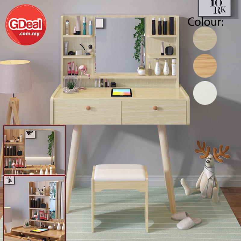 GDeal L80CM Nordic Simple Dresser Makeup Dressing Table With Chair For