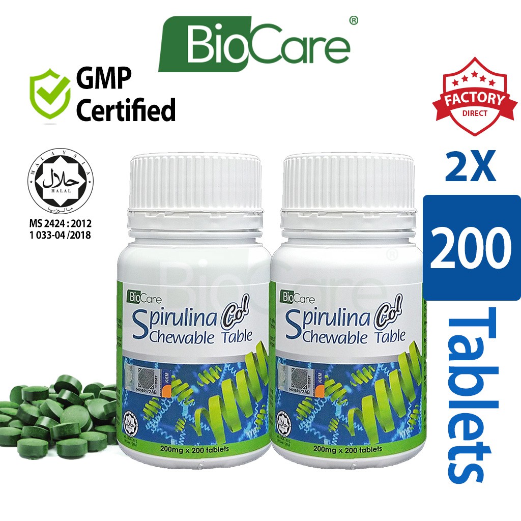 2x Biocare Spirulina Col 200 tablets x 200mg. Shopee Malaysia