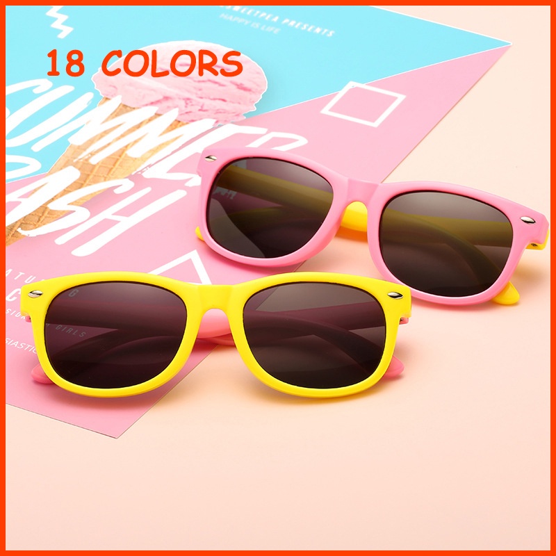 【vogue Glasses】18 Colors Silicone Children's Polarized Sunglasses Baby Personality Kids Unbreakable TR Eyewear with Uv400