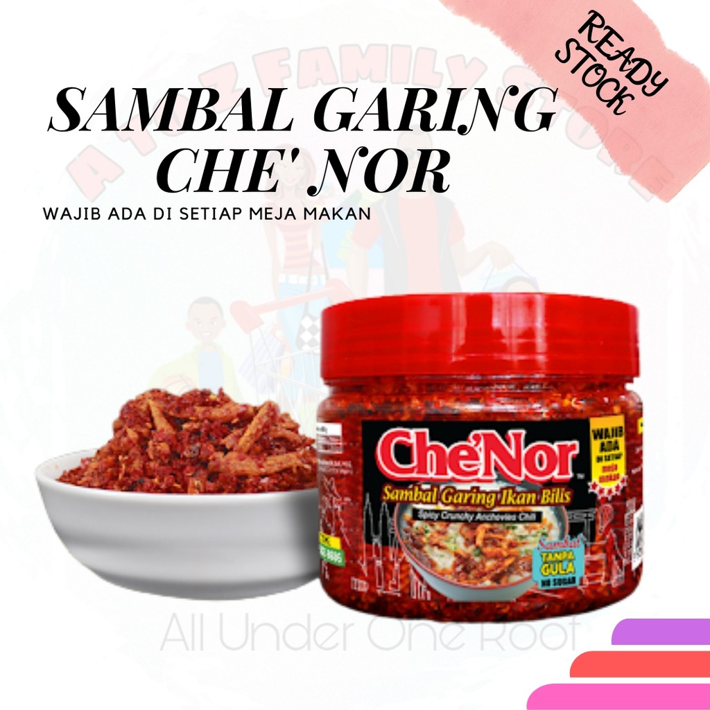 Sambal Garing Che Nor Sambal Garing Ikan Bilis Regular Dan Super Spicy Shopee Malaysia