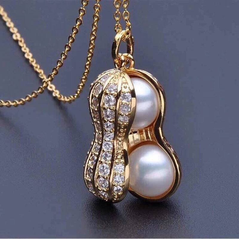 Perhiasan Kalung Mutiara Air Tawar Asli Sebenar Kalung Loket Kacang Untuk Wanita Harga Terendah Barang Kemas Halus