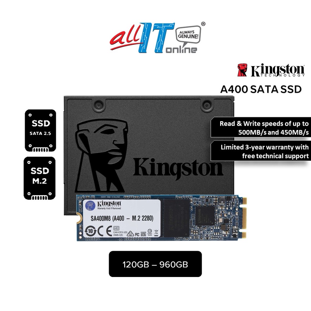 Kingston A400 2.5" SATA Solid State Drive SSD (240GB/480GB/960GB